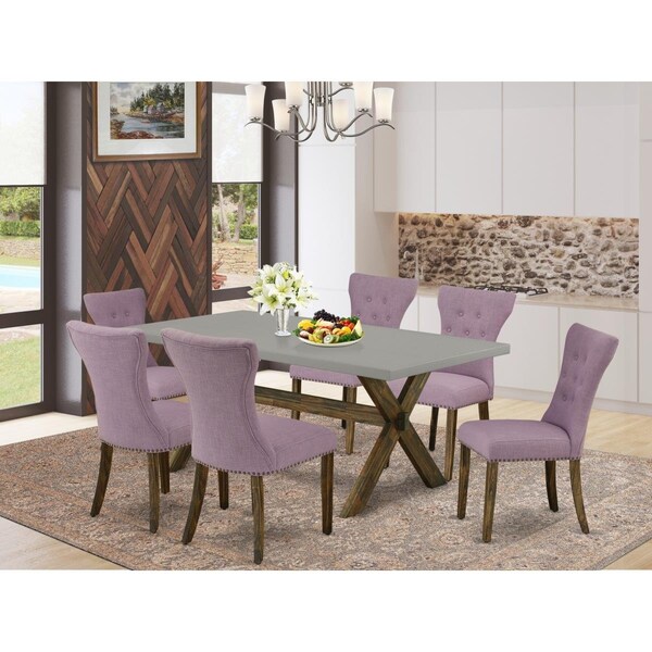 East West Furniture 7 Piece X-Style Dining Room Table Set - Dahlia X797GA740-7 - main